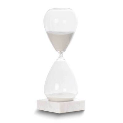 White Sand Hand-blown Glass with Marble Base 90-Minute Hourglass GM24148WT, MPN: GM24148WT, 7971402…