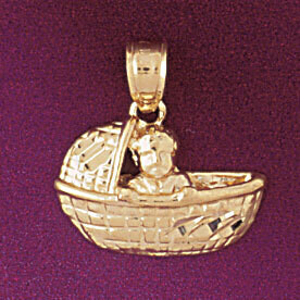 Dazzlers Jewelry Baby Bassinet Pendant Necklace Charm Bracelet in Yellow, White or Rose Gold 5923, …