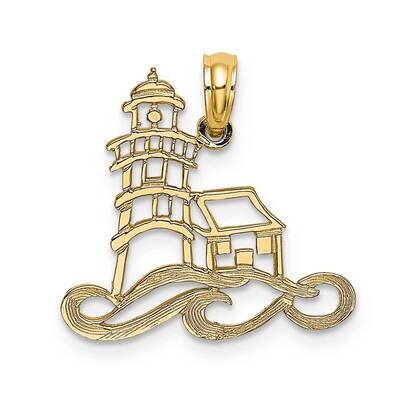 Lighthouse with Water Charm 14k Gold Cut-out K7373, MPN: K7373, 637218010493