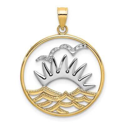 Sunset Water In Round Frame Charm 14k Gold Rhodium K9457, MPN: K9457, 637218138005