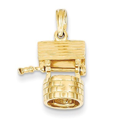 3-Dimensional Moveable Wishing Well Charm 14k Gold Polished C2335, MPN: C2335, 637218104703