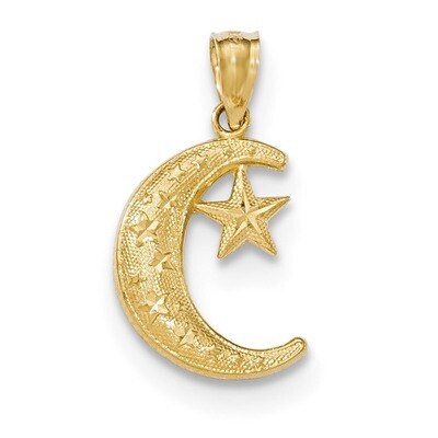 Moon &amp; Stars Pendant 14K Gold Polished &amp; Textured K5305, MPN: K5305, 886774617381