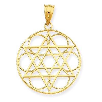 Star of David Circle Pendant 14k Gold C4453, MPN: C4453, 883957345796