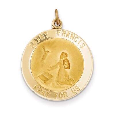 Saint Francis Medal Pendant 14k Gold XAC226, MPN: XAC226, 883957373348