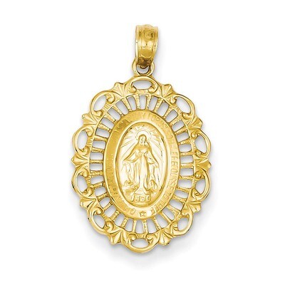 Oval Miraculous Medal Pendant 14k Gold D3705, MPN: D3705, 637218017249