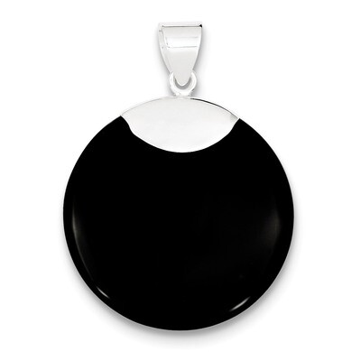 Round Black Onyx Pendant Sterling Silver QP1302, MPN: QP1302, 723252594720
