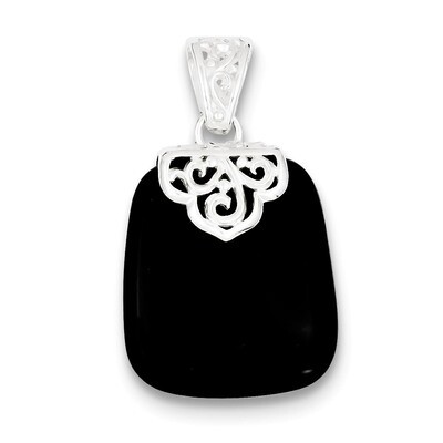 Black Onyx Pendant Sterling Silver QP1293, MPN: QP1293, 723252522044