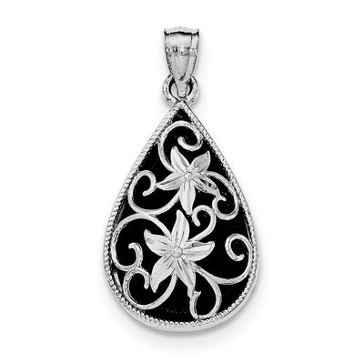 Diamond-cut Onyx Pendant Sterling Silver Rhodium-plated QP4489, MPN: QP4489,