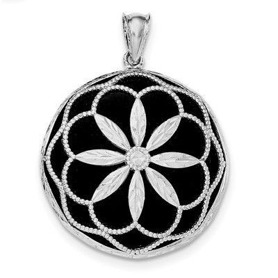 Diamond-cut Onyx Pendant Sterling Silver Rhodium-plated QP4492, MPN: QP4492,