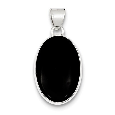Onyx Polished Oval Pendant Sterling Silver QP2123, MPN: QP2123, 723252538984
