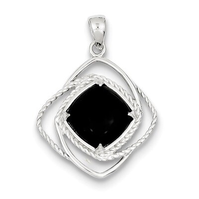 Onyx Square Pendant Sterling Silver QP2833, MPN: QP2833, 883957490571