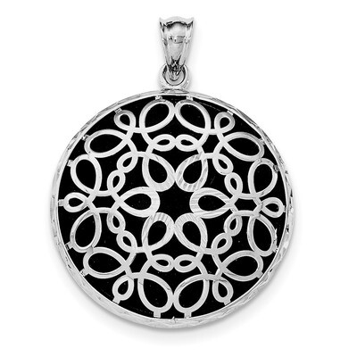 Diamond-cut Onyx Pendant Sterling Silver Rhodium-plated QP4491, MPN: QP4491,