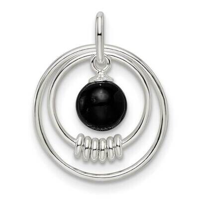 Onyx In Circles Pendant Sterling Silver Polished QP5437, MPN: QP5437,