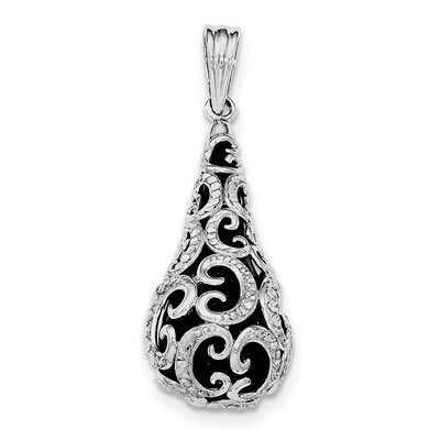 Diamond-cut Teardrop Pendant Sterling Silver Rhodium-plated QP4488, MPN: QP4488,