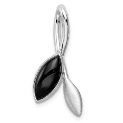 Polished and Brushed Onyx Leaf Slide Sterling Silver Rhodium-plated QP5353, MPN: QP5353, 8839576390…