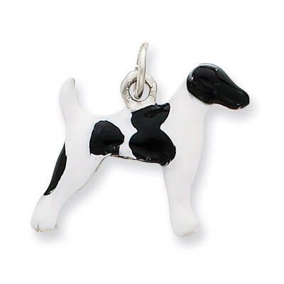 Smooth Hair Fox Terrier Charm Sterling Silver Enameled QC6452, MPN: QC6452, 886774373768