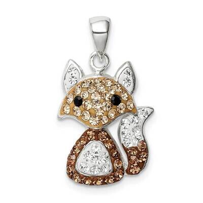 Tan Preciosa Crystal Fox Pendant Sterling Silver QC9621, MPN: QC9621,