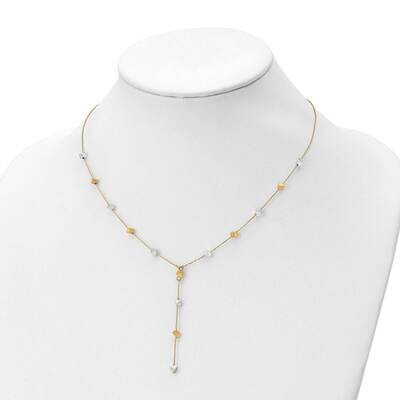 Leslie&#39;s Tri-color Polished Adjustable Beaded Y-Drop Necklace 14k Gold HB-LF1465-17.5, MPN: LF1465-…