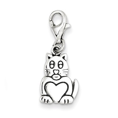 Cat Charm Antiqued Sterling Silver QC7159, MPN: QC7159, 883957570068