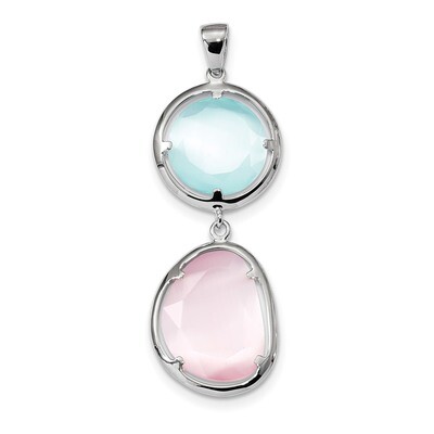 Pink Blue Created Cats Eye Pendant Sterling Silver Rhodium-plated QP4822, MPN: QP4822, 883957949963