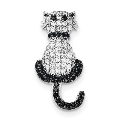 CZ Diamond Cat Slide Pendant Sterling Silver Rhodium-plated QP4529, MPN: QP4529, 191101367915