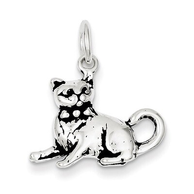 Cat Charm Antiqued Sterling Silver QC7834, MPN: QC7834, 883957137704
