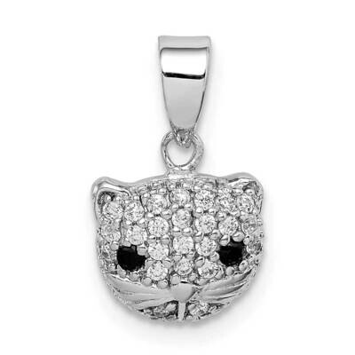 Cat Pendant Sterling Silver Rhodium-plated CZ Diamond QC9617, MPN: QC9617, 886774103457