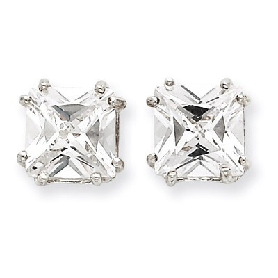 Princess Diamond Stud Earrings Sterling Silver QE315, MPN: QE315, 883957925400