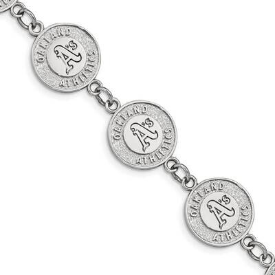 MLB Oakland Athletics Logo with 1.5 In Extender Link Bracelet Stainless Steel ST515ATH, MPN: ST515A…