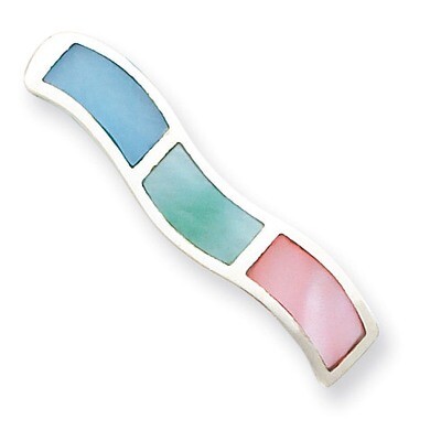 Multi Color Mother Of Pearl Wavy Pendant Sterling Silver QP506