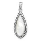 Mother of Pearl &amp; CZ Diamond Teardrop Pendant Sterling Silver Rhodium-plated QP5193, MPN: QP5193, 8…