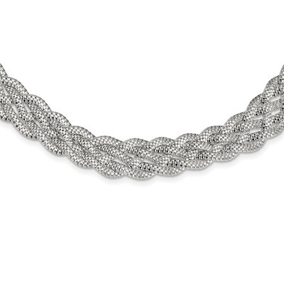 Braided Mesh Necklace 18 Inch Sterling Silver QG3841-18, MPN: QG3841-18, 191101781636