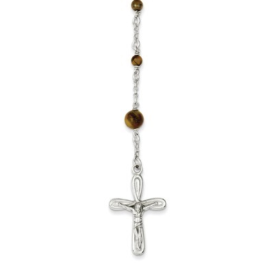 Tiger Eye Rosary Necklace Sterling Silver Polished QH4991, MPN: QH4991, 883957526218
