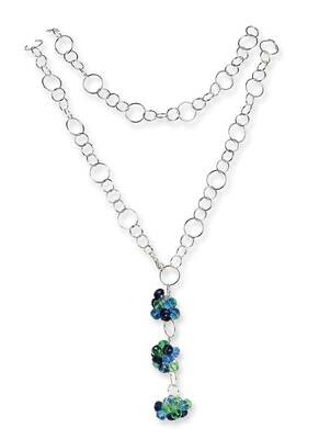 Blue, Green &amp; Sapphire Crystal Necklace Sterling Silver QH1124-42, MPN: QH1124-42, 883957014203