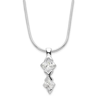 CZ Pendant Necklace Sterling Silver Polished QH565-18, MPN: QH565-18, 883957048413