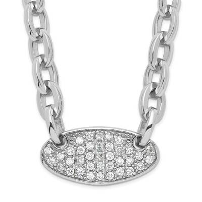 Oval Link with CZ Necklace Sterling Silver QH1079-16, MPN: QH1079-16, 883957030852