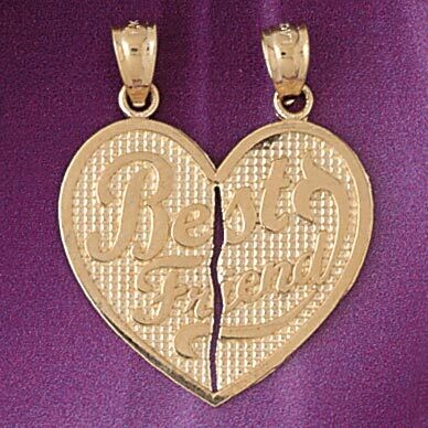 Dazzlers Jewelry Best Friends Double Heart Pendant Necklace Charm Bracelet in Yellow, White or Rose…