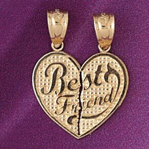 Dazzlers Jewelry Best Friends Double Heart Pendant Necklace Charm Bracelet in Yellow, White or Rose…