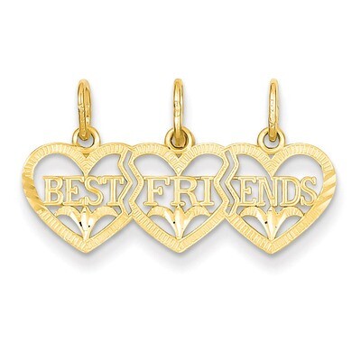 Triple Heart Diamond-cut Best Friends Break-apart Pendant 14k Gold C3028, MPN: C3028, 886774256115