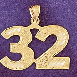 Dazzlers Jewelry Number 32 Pendant Necklace Charm Bracelet in Yellow, White or Rose Gold 950932, MP…