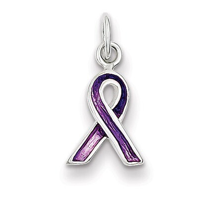 Purple Enameled Awareness Charm Sterling Silver QC6838, MPN: QC6838, 886774760629