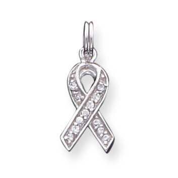 Awareness Ribbon Pendant Sterling Silver Diamond QP782, MPN: QP782, 883957961774