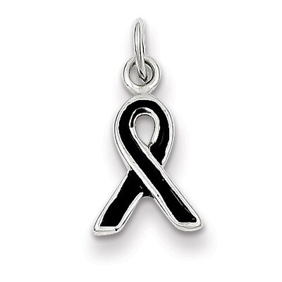 Black Enameled Awareness Charm Sterling Silver QC6839, MPN: QC6839, 883957479194