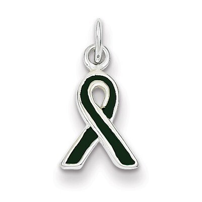 Green Enameled Awareness Charm Sterling Silver QC6833, MPN: QC6833, 883957479187