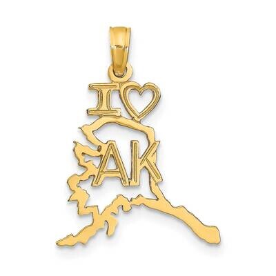 Alaska State Pendant 14k Gold Solid D1148, MPN: D1148,