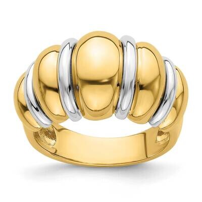 Shrimp Dome Ring 14k Gold Rhodium R887, MPN: R887, 196904044681