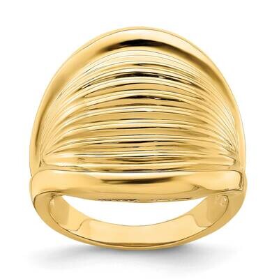Ridged Shrimp Dome Ring 14k Gold Polished R727, MPN: R727, 196904050590