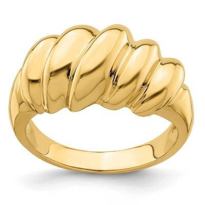 Slanted Shrimp Dome Ring 14k Gold Polished R726, MPN: R726, 196904050644