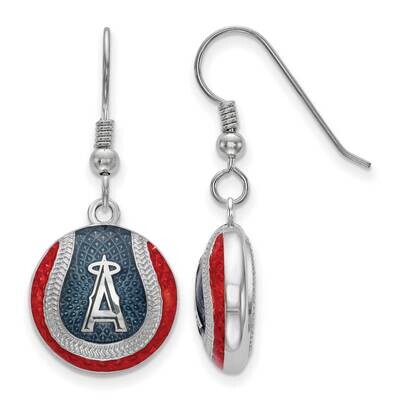 MLB Los Angeles Angels Enameled Baseball Earrings Sterling Silver Rhodium-plated SS521ANG, MPN: SS5…