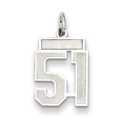 Number 51 Pendant Sterling Silver Satin QPS51, MPN: QPS51, 883957497419